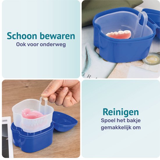 Alyze Plateau pour prothèses dentaires + brosse - Bleu - Pour prothèses dentaires - Appareils orthodontiques - Prothèses dentaires - Plateau - Plateau pour prothèses dentaires