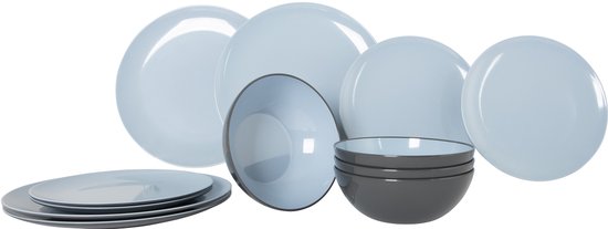 Gimex - Vivid Line - Vaisselle - Bleu - 12 pièces