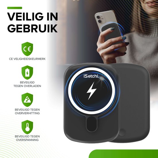 iSetchi Powerbank 10000 mAh - Petit - 20W USB-C - MagSafe