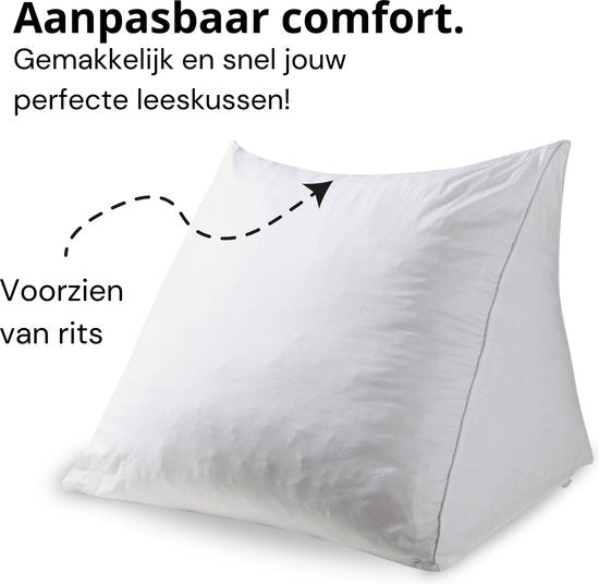 Bline Coussin de lecture blanc - Siège de lecture avec mousse à mémoire de forme - Coussin de lecture pour lit et canapé - Coussin dorsal avec poche latérale - Support dorsal ergonomique - Coussin de lecture - Blanc