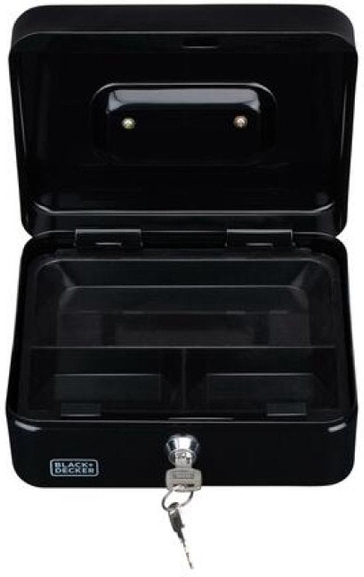 Black & Decker Tirelire avec 2 clés - noir - acier - monnayeur - 20 x 16 x 9 cm - coffre-fort anti-effraction
