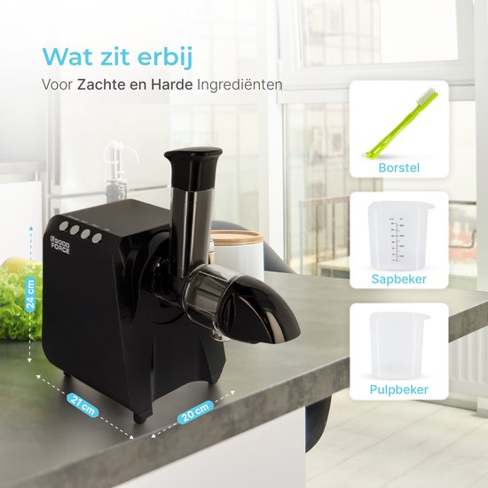 Goodforce Powerful Slowjuicer - Presse-agrumes - Presse légumes et fruits - Avec réservoir à pulpe et à jus - Extracteur de jus - Valeur nutritionnelle maximale