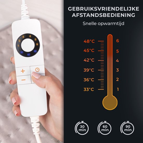 STAUS&BACH HeatMat - Coussin chauffant électrique (100W) avec 6 niveaux de chaleur et minuterie (30, 60 et 90 minutes) - Lavable - Coussin chauffant en polaire de 30 x 40 cm - Coussin chauffant pour la nuque, les épaules, le dos, l'abdomen (périodes) et l