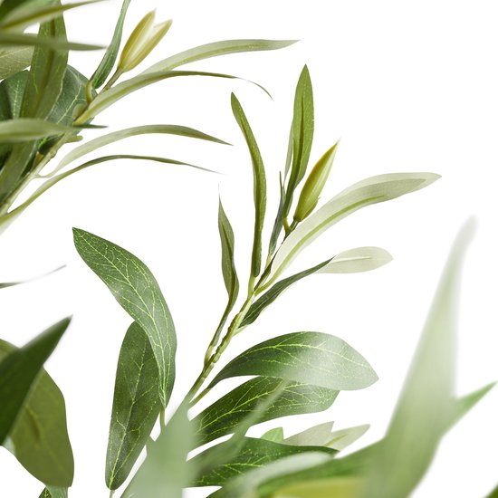 tectake® Olivier artificiel Oleand - Plante artificielle méditerranéenne avec feuilles et olives réalistes - Facile d'entretien et polyvalent - Pot de fleurs robuste inclus - Hauteur : 120 cm