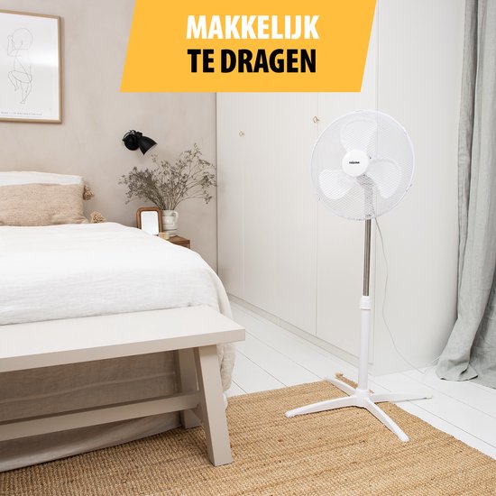 Ventilateur de table 40 cm - 45W - 3 vitesses - Oscillation 85° - Réglable en hauteur - Tristar VE-5755 - Blanc