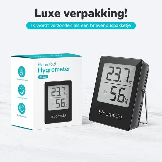 Hygromètre Bloomfold - Humidimètre - Station météo numérique - Thermomètre d'intérieur - Pile incluse