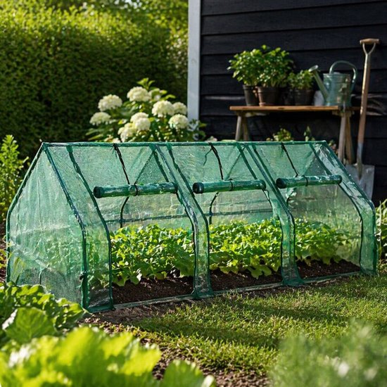 Ceruzo serre 270 cm - Serre à feuilles - 3 portes - Serre - Jardin - 270 x 90 x 90cm
