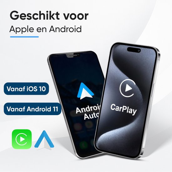 CarMe Mini 2-in-1 CarPlay Dongle V2 - Wireless CarPlay & Android Auto - USB-A & USB-C - Android Auto Dongle - Noir