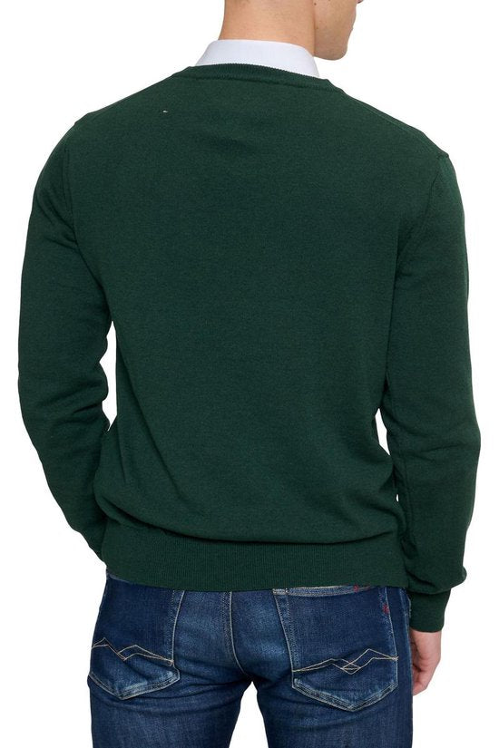 Pull Mario Russo - Vert foncé - Taille L - Schnitt italien - 85% coton Pullover
