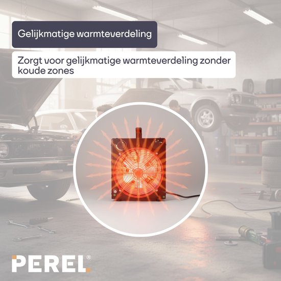 Perel Chauffage électrique à ventilateur 3300W avec thermostat et mode de refroidissement, protection contre la surchauffe IP24, chauffage portable compact pour l'atelier, le garage, la remise ou l'espace industriel