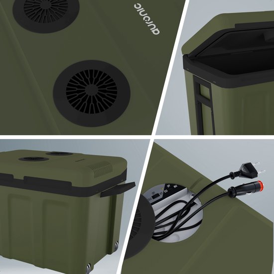 Auronic Coolbox électrique 12V et 230V - 40L - Réfrigérateur de voiture - Camping - Refroidissement et chauffage - Frigobox - Vert