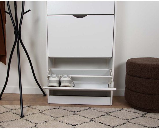 Armoire à chaussures Milton Oldbrook Prato - 3 niveaux - jusqu'à 18 paires de chaussures - 60 x 24 x 119 cm - Blanc