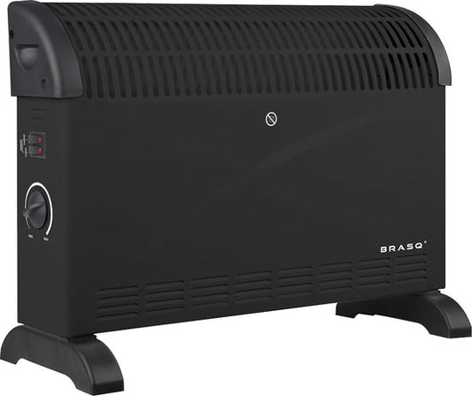 BRASQ Radiateur convecteur électrique - Thermostat réglable - Radiateur électrique - 750/1250/2000 watts - Chauffage - Noir