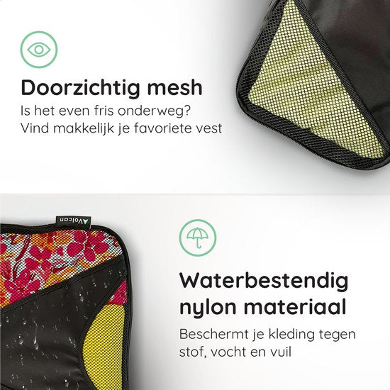 Volcan Packing Cubes - Kit d'organisation pour valise - 3 pièces - Pour sac à dos et valise - Noir