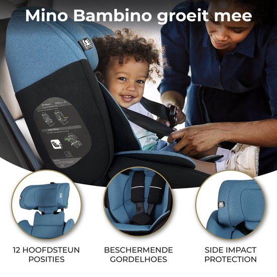 Siège auto Mino Bambino i-Size - Siège auto - Groupe 1/2/3 (76-150 cm) - Bleu