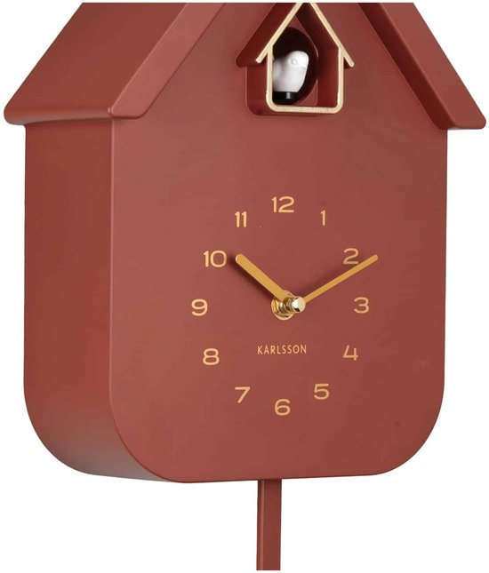 Horloge murale Karlsson Solo Colour Cuckoo - Bordeaux - 6x21,5x41cm - Horloge murale moderne