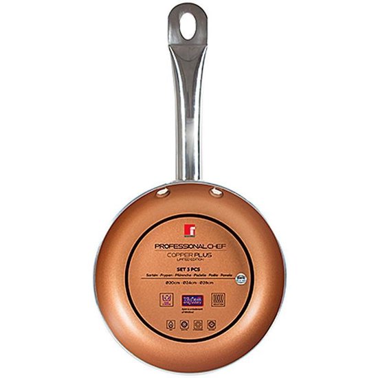 Bergner Set de poêles à frire Copper Plus 20, 24 et 28 cm