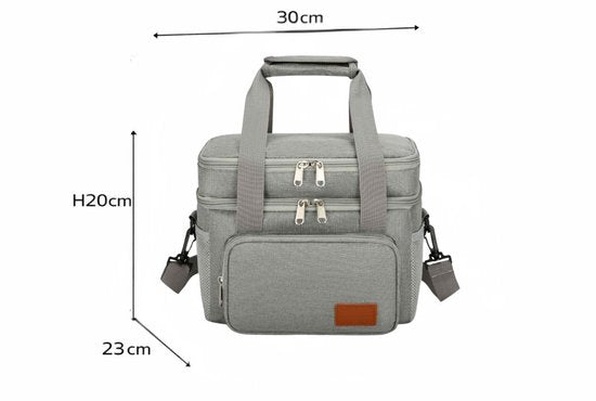 Ceruzo Cooler Bag 14L - Sac à lunch isotherme - Double compartiment - Gris-23 x 20 x 30 cm