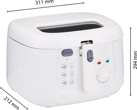 alpina Fryer 2.5 Liter - Friteuse avec couvercle - 1800W - Blanc