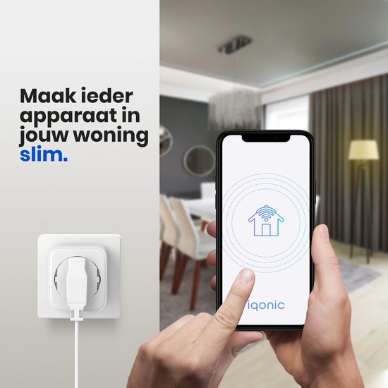 Iqonic Smart Plug - Prise intelligente - avec minuterie et compteur d'énergie - 16A - 4 pièces