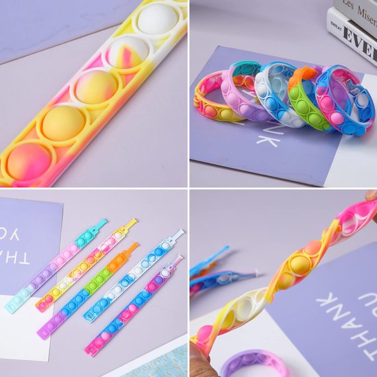 Partizzle 24x Fidget Toys Pop It Bracelets Kit - Bracelets à distribuer - Cadeaux de fin d'études - Pour les enfants et les tout-petits