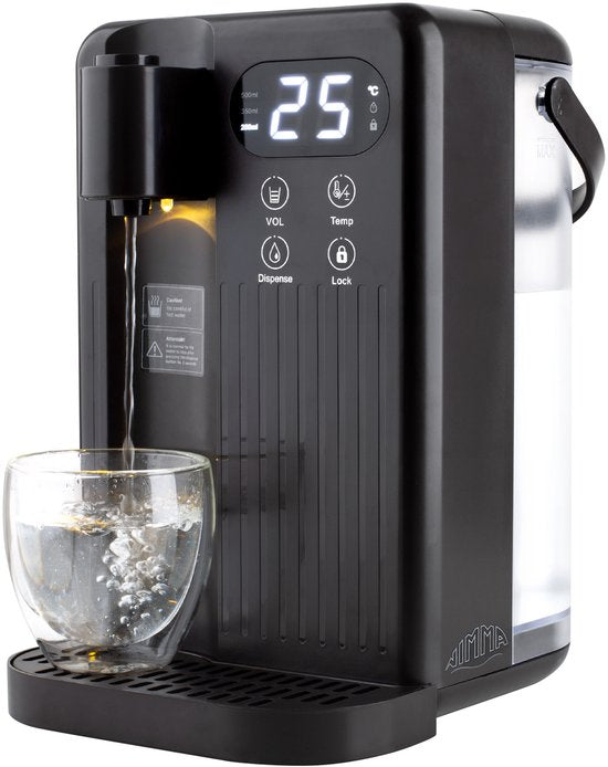Nimma Distributeur d'eau chaude - 3 litres - 40-100℃ - Robinet d'eau chaude - 200/350/500 ml - Bouilloire instantanée - Noir