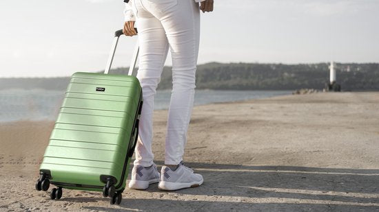 FLY&BYE Set de valises - 3 pièces - Set complet - 35L Hand Luggage + 59L et 89L Spacious Luggage - Number Lock - Green