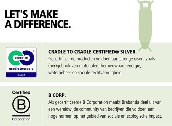 Brabantia Steam Control Table à repasser C - avec support de centrale vapeur - 124 x 45 cm