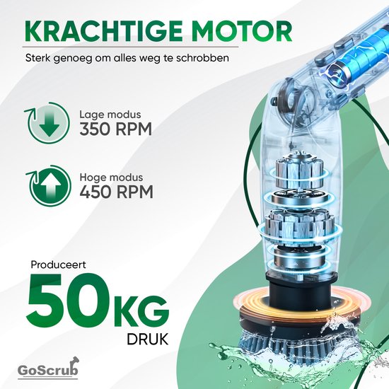 GoScrub® Electric Cleaning Brush - Cleaning Hero V1 - Noir - Brosse à récurer avec manche - Polisseuse - Brosse à récurer - Pour la salle de bain et la cuisine - 8 accessoires