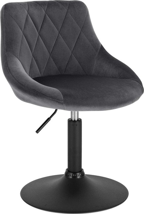 Rootz Tabouret de bar en velours - Chaise de comptoir - Siège réglable - Tabouret pivotant - Tabouret de salon - Tabouret rembourré - Chaise de cuisine - Gris foncé - 22.0x19.3x15.7 pouces