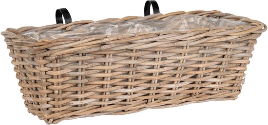 Jardinière suspendue en rotin Kubu - Finition naturelle | 60x20x23 cm