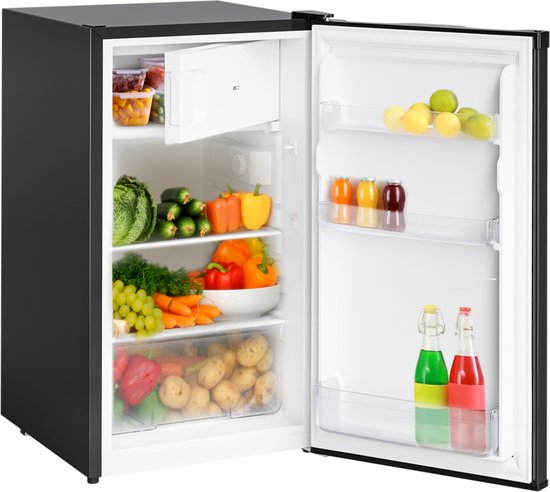 KitchenBrothers Réfrigérateur - 88L Compartiment réfrigérant - 14L Compartiment congélateur - Glacière - Frigo - Freestanding - Noir