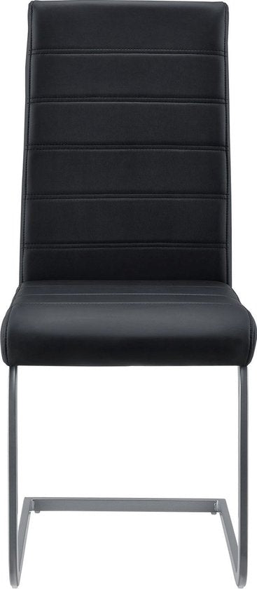 2 Chaises de salle à manger / chaise - Vegas - Cuir synthétique - Noir