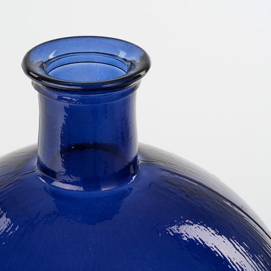 Mica Decorations Vase bouteille Firenza - H42 x Ø34 cm - Verre recyclé - Bleu foncé