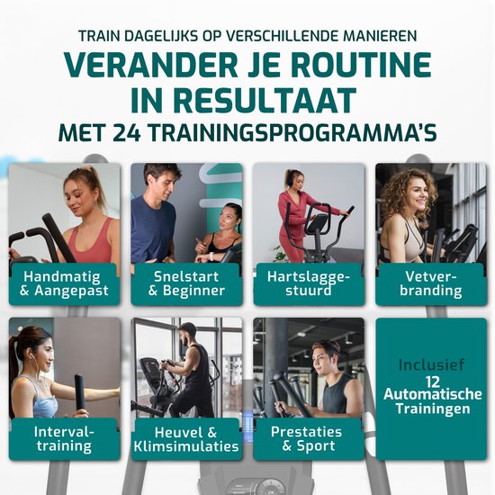 FITAGE Crosstrainer Low Noise - Crosstrainers avec Bluetooth Kinomap & Zwift - Fitness Trainer avec 24 programmes d'entraînement - Moniteur de fréquence cardiaque précis