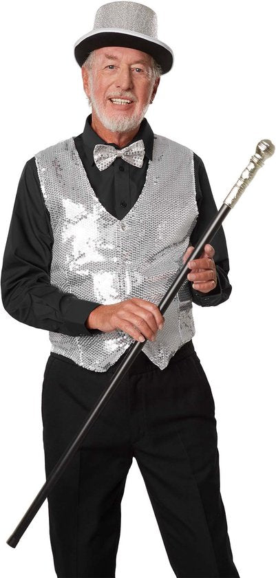 dressforfun - Gilet à paillettes homme argenté M - costume de déguisement halloween partywear carnaval partywear - 303967
