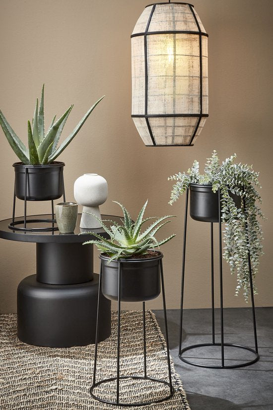 Lampe suspension - Mica Decorations - Style japonais - H58 x Ø33 cm - Lin - Blanc cassé