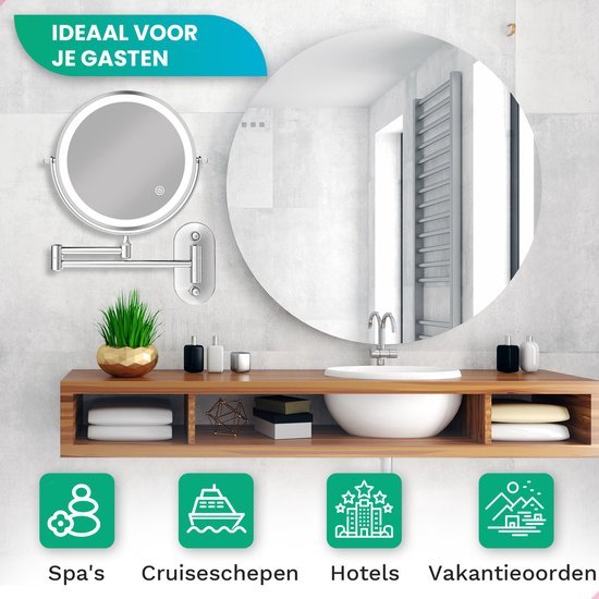 Miroir de maquillage avec éclairage LED - grossissement 5X - Miroir de rasage