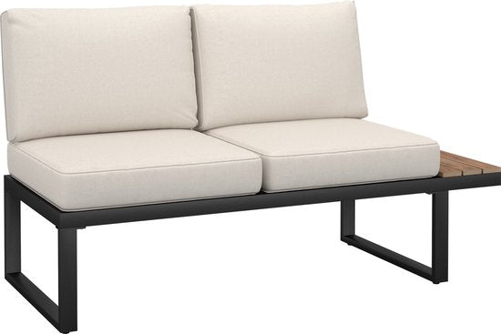 tectake® Garden set - lounge set 4-piece - Salon de jardin résistant aux intempéries avec structure en aluminium et table en polywood - Dossier réglable - Salon de jardin avec coussins - Idéal pour le jardin, le balcon et la terrasse