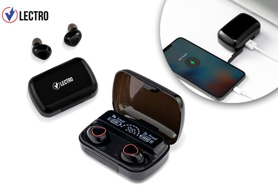 Vlectro - Set d'écouteurs Bluetooth avec étui pour recharger votre smartphone - 1 set
