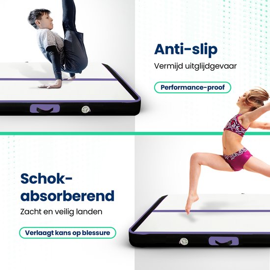 Flipflex Airtrack - Tapis de gymnastique - 3 mètres - 20cm d'épaisseur - tapis de gymnastique - avec mini-tour 600W - avec sac de transport de luxe - Gymnastique