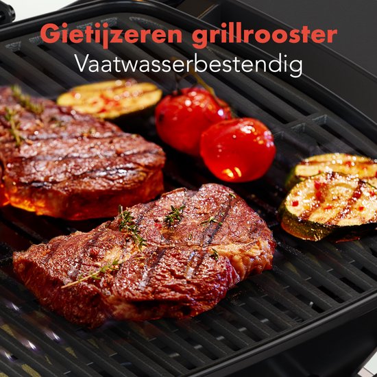 KitchenBrothers Gas BBQ - Table Top Barbecue - BBQ de table - Revêtement antiadhésif - Surface de cuisson 37x48 cm - Noir