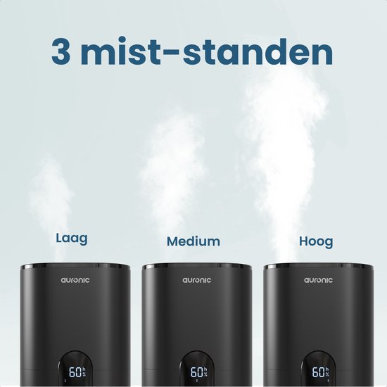 Humidificateur Auronic - 4 litres - 40m2 - Convient au salon, au bureau, à la chambre à coucher, à la chambre de bébé et plus encore - Avec aromathérapie - Sans BPA - Noir