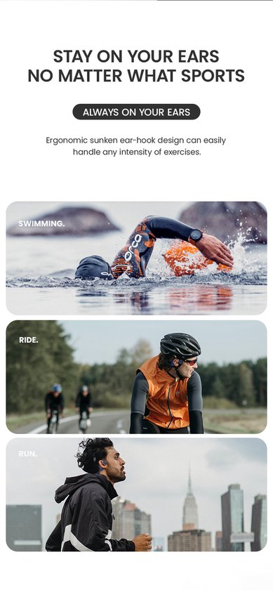 OPENAIR Bone x2 - Casque de natation étanche avec lecteur MP3 32GB et Bluetooth 5.2 - Casque de sport à conduction osseuse - étanche IPX8 - Casque de natation sans fil pour la natation, la course à pied et le fitness