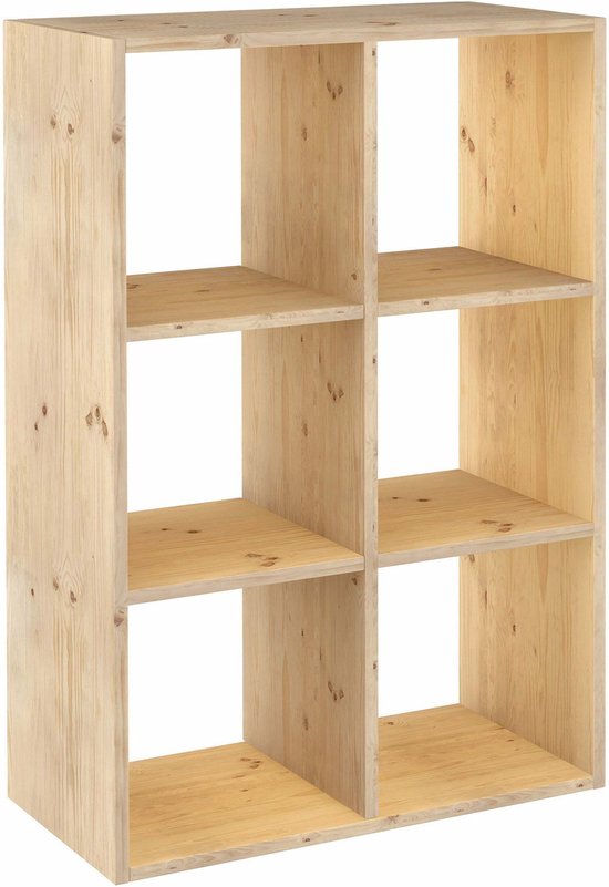 Astigarraga Armoire à compartiments ouverte - 6 compartiments - Pin PEFC - 105x71cm
