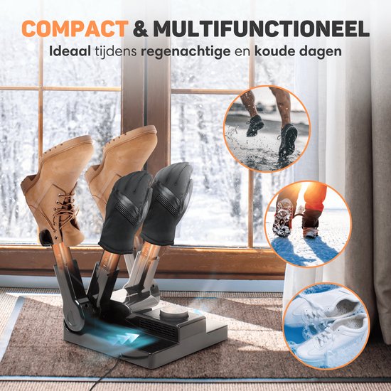 Vulpes Goods® Tech - Sèche-chaussures et rafraîchisseur de chaussures à l'ozone - Fonction ozone et séchage - Fonctions de séchage multiples - 10 rafraîchisseurs de chaussures inclus - Version PRO V2