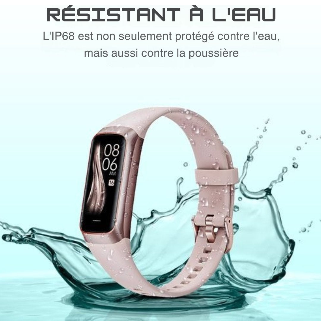 Montre connecté Otiume Activity - Avec podomètre et cardiofréquencemètre - Montre sport - Smartwatch - Pour femmes, hommes et enfants - Fitness Tracker - Tensiomètre - Rose