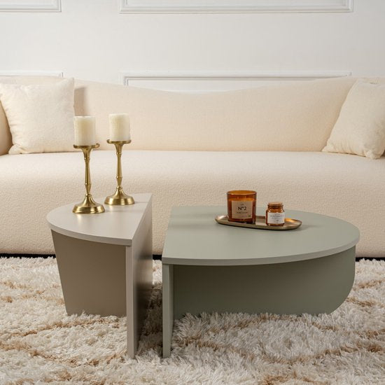 Table basse en bois "Orion" 90 x 60 x 30 cm - Vert cendré