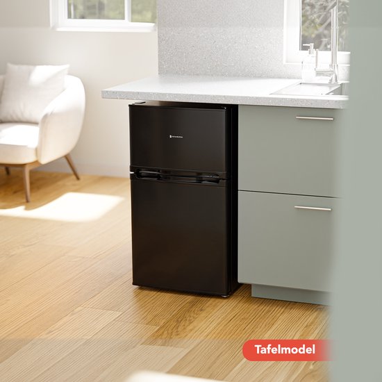 KitchenBrothers Réfrigérateur - 61L Compartiment réfrigérant - 24L Compartiment congélateur - Glacière - Frigo - Freestanding - Noir