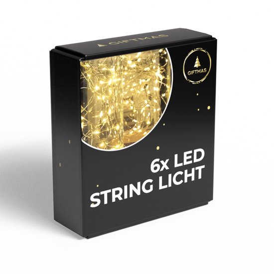 Guirlandes lumineuses Giftmas - 6x2M LED - Lumières - Blanc chaud - 72 heures d'autonomie - Décorations de Noël pour l'intérieur et l'extérieur - Lumières de Noël